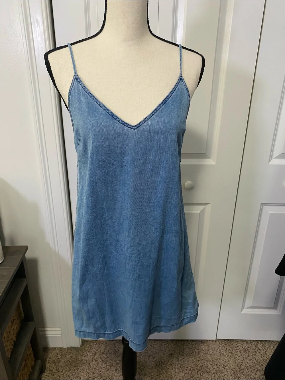 Wilfred Free Light Wash Denim Slip Dress - Blue - Picture 3 of 7